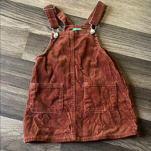 Kids Corduroy Overall Dress - Brown